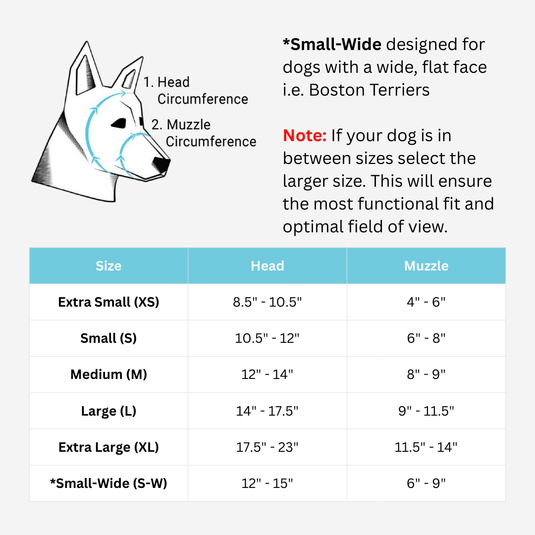 Dog Goggles Size Chart