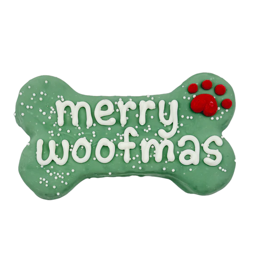 Merry Woofmas, 6'' Bone - Dog Cookie