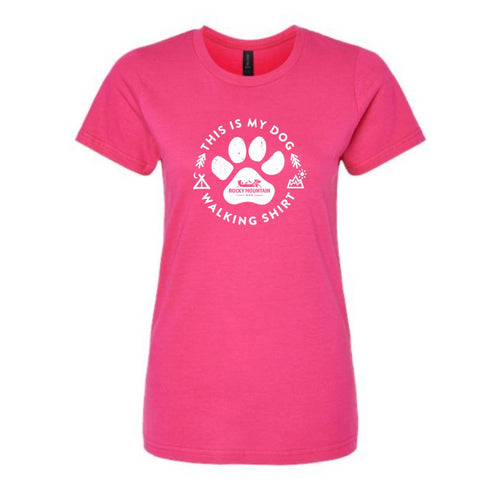 Pink Women's Dog Walking T-Shirt