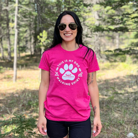 Pink Women's Dog Walking T-Shirt