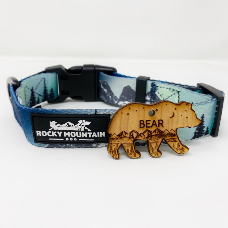 Load image into Gallery viewer, RMD Collar &amp; Bear Wooden Tag Set
